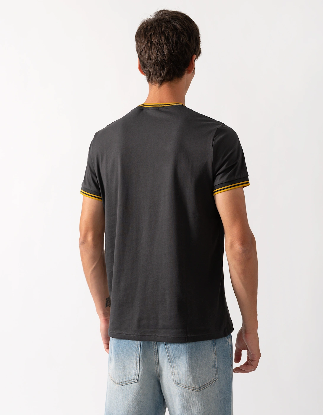 Fred Perry Mens Twin Tipped T-Shirt - Anchor Grey/Golden 85C