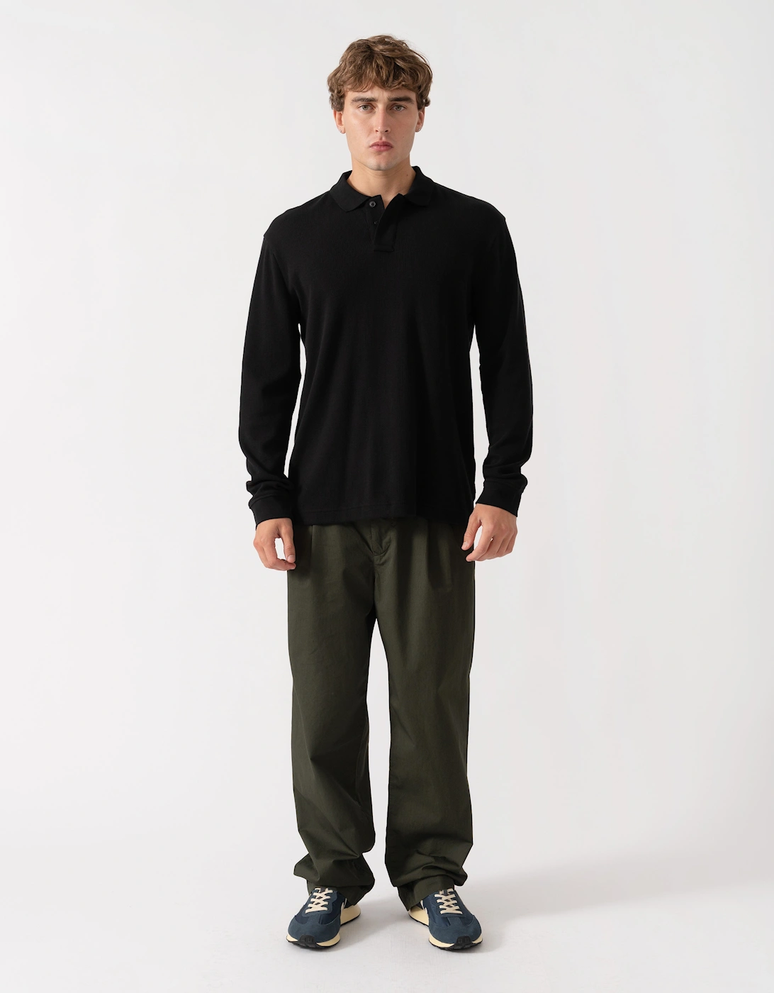 BOSS Orange Petempestolong Mens Long Sleeve Polo Shirt - Black 001