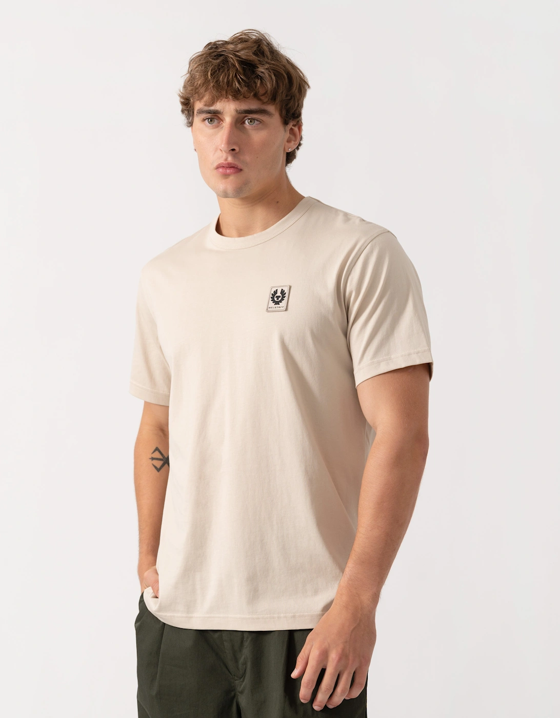 Belstaff Men's Cream Icon Logo T-Shirt - Pale Stone - Size 38