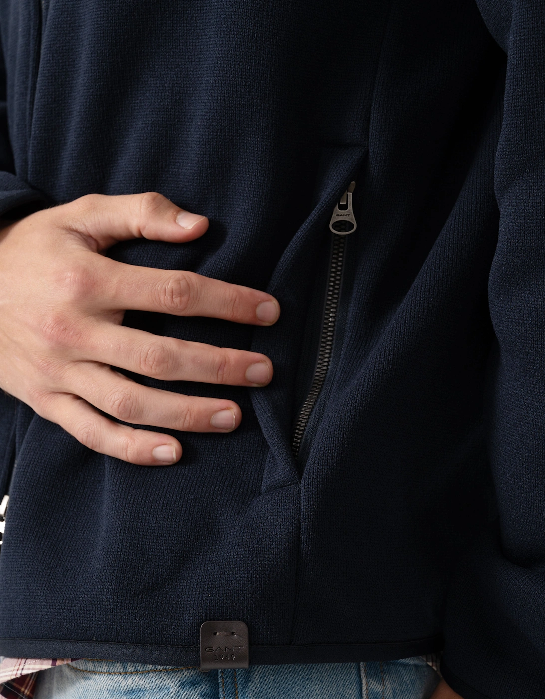 GANT Mens Fleece Jacket - 433 Evening Blue