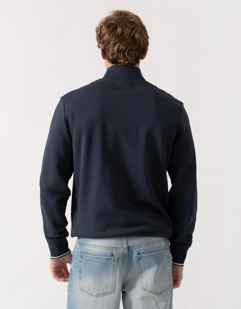 Fred Perry Mens Half Zip Sweatshirt - Dark Airforce/Ecru/Seagrass 72C