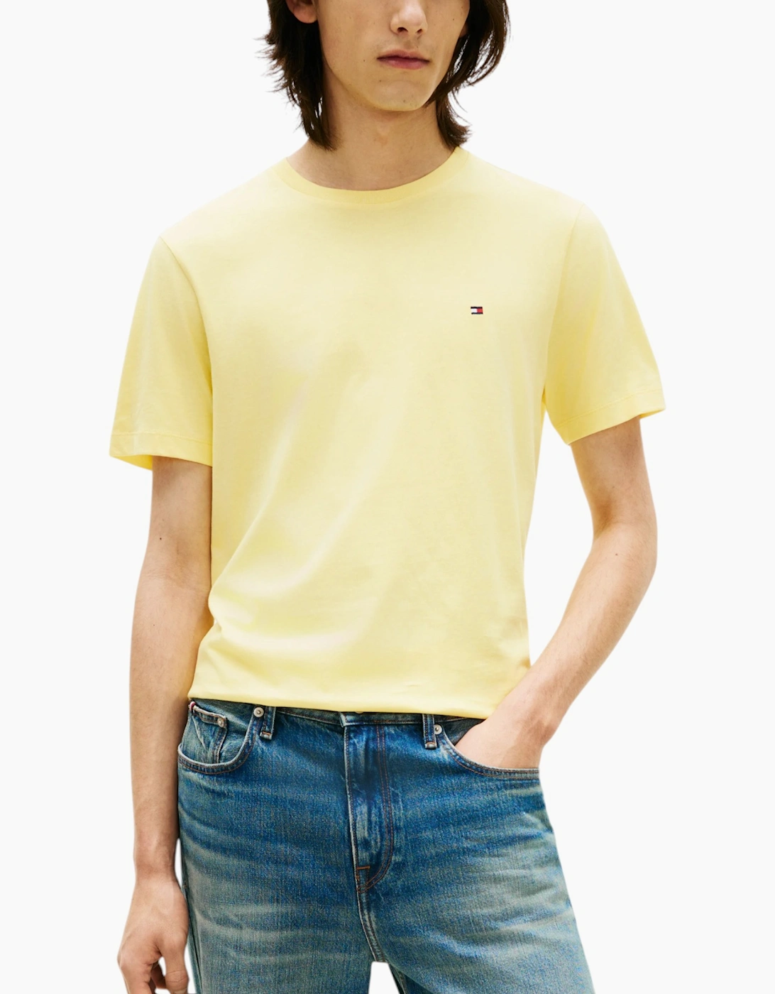 Tommy Hilfiger Men's Yellow T Shirts Cotton Top Tee - Size 40