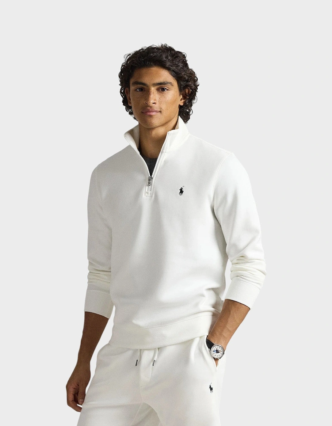 Knit Quater Zip Pullover Sweatshirt White