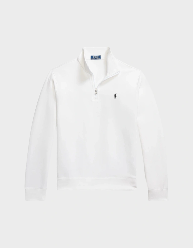 Knit Quater Zip Pullover Sweatshirt White