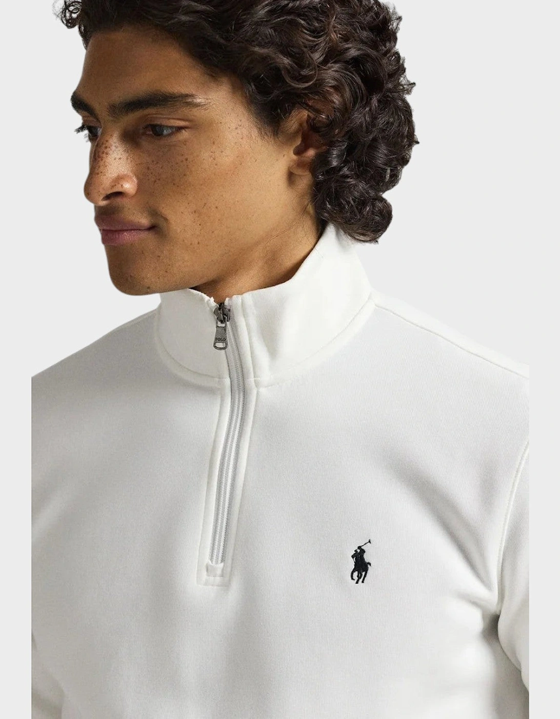 Knit Quater Zip Pullover Sweatshirt White