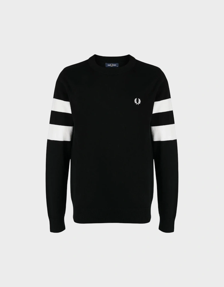Ringer Embroidered Cotton Sweatshirt Black