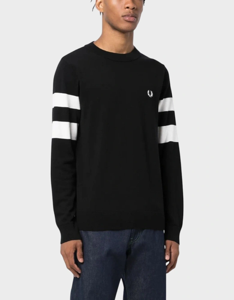 Ringer Embroidered Cotton Sweatshirt Black