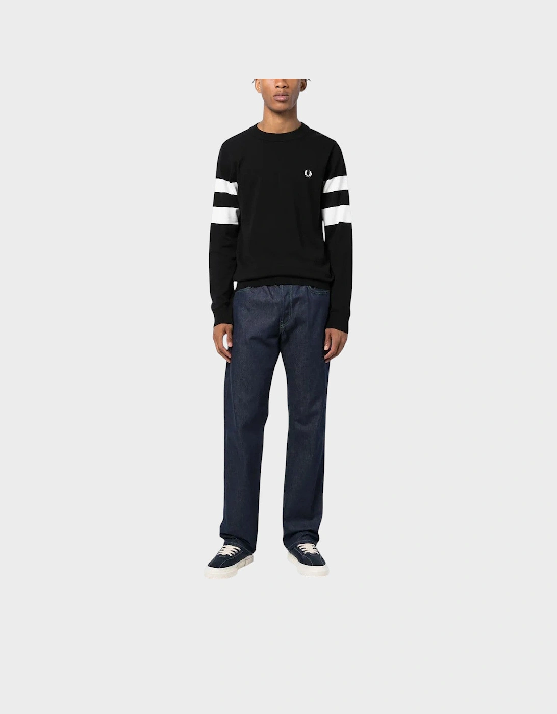 Ringer Embroidered Cotton Sweatshirt Black