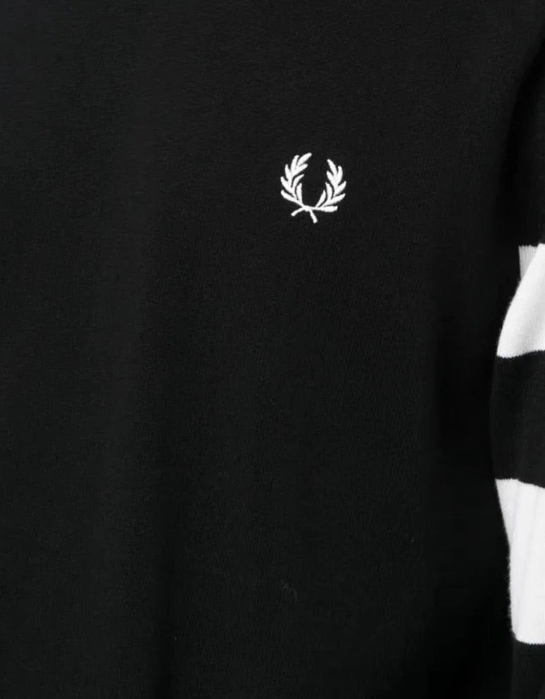 Ringer Embroidered Cotton Sweatshirt Black