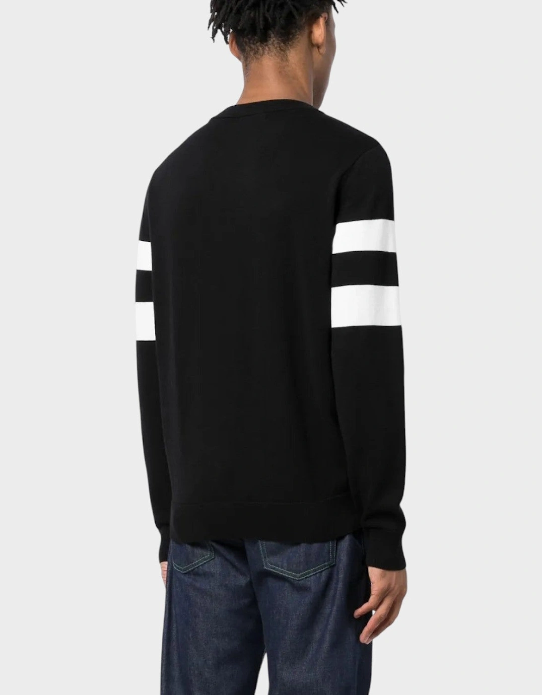 Ringer Embroidered Cotton Sweatshirt Black