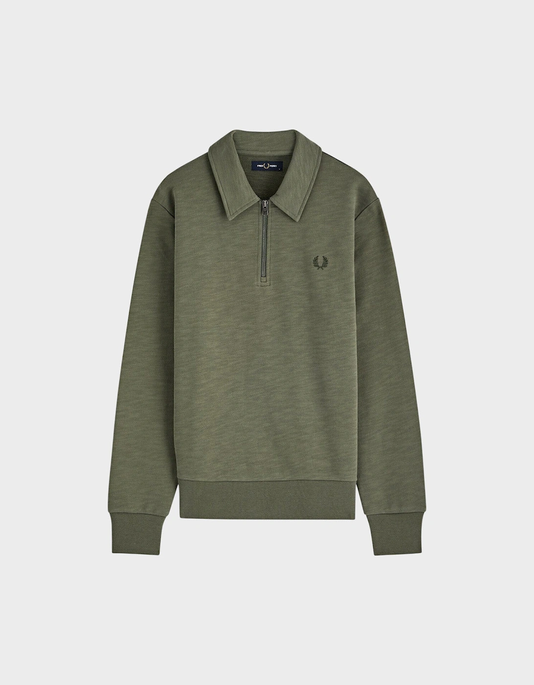 Laurel Wreath Logo Half Zip Collared Sweatshirt Khaki Green