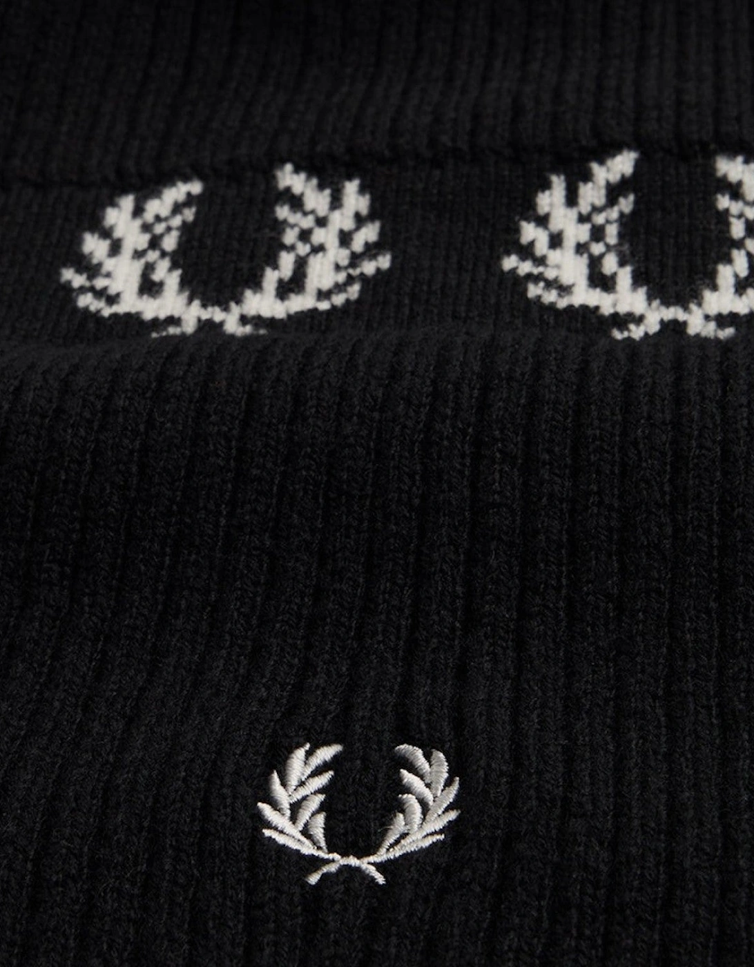 Laurel Wreath Embroidered Beanie Black