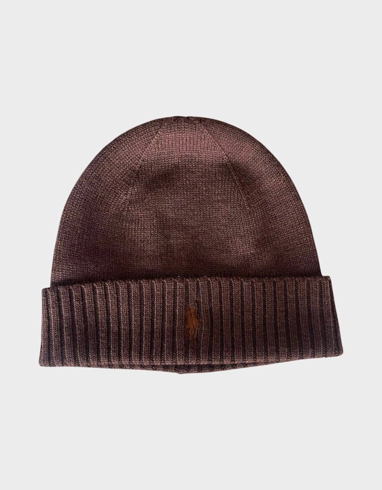 Pony Embroidered Beanie Brown