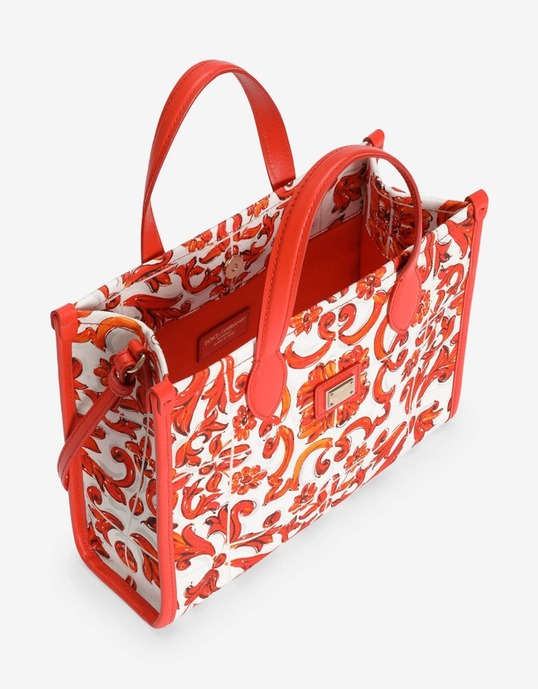 Dolce & Gabbana Girls Majolica Print Tote Bag in Orange