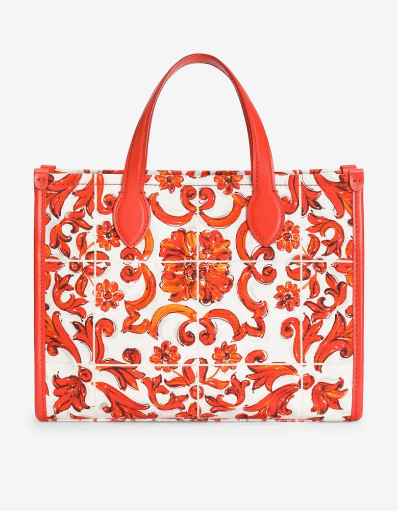 Dolce & Gabbana Girls Majolica Print Tote Bag in Orange