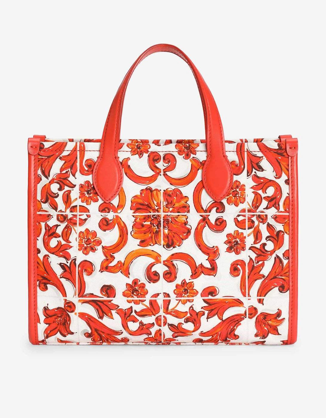 Dolce & Gabbana Girls Majolica Print Tote Bag in Orange