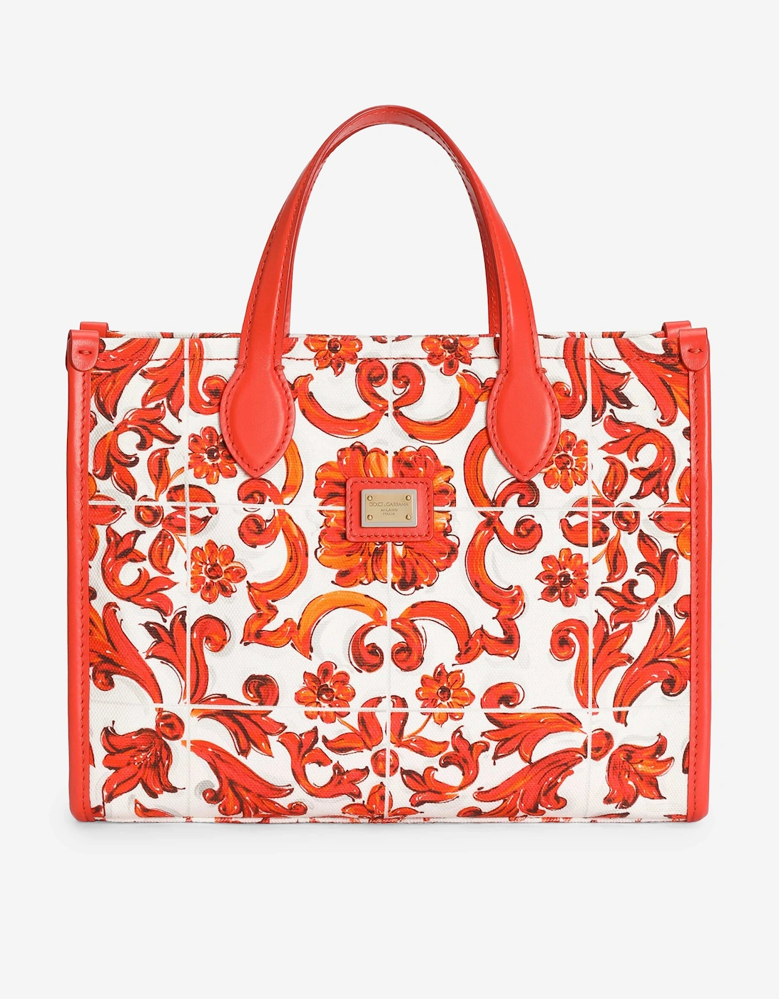 Dolce & Gabbana Girls Majolica Print Tote Bag in Orange