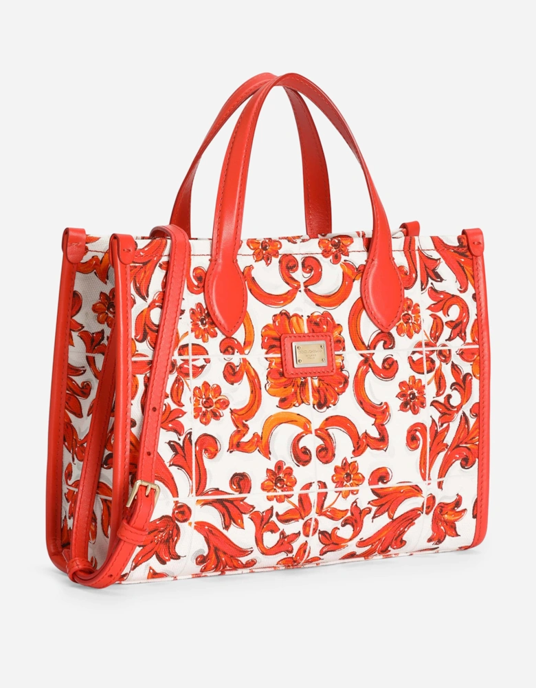 Dolce & Gabbana Girls Majolica Print Tote Bag in Orange