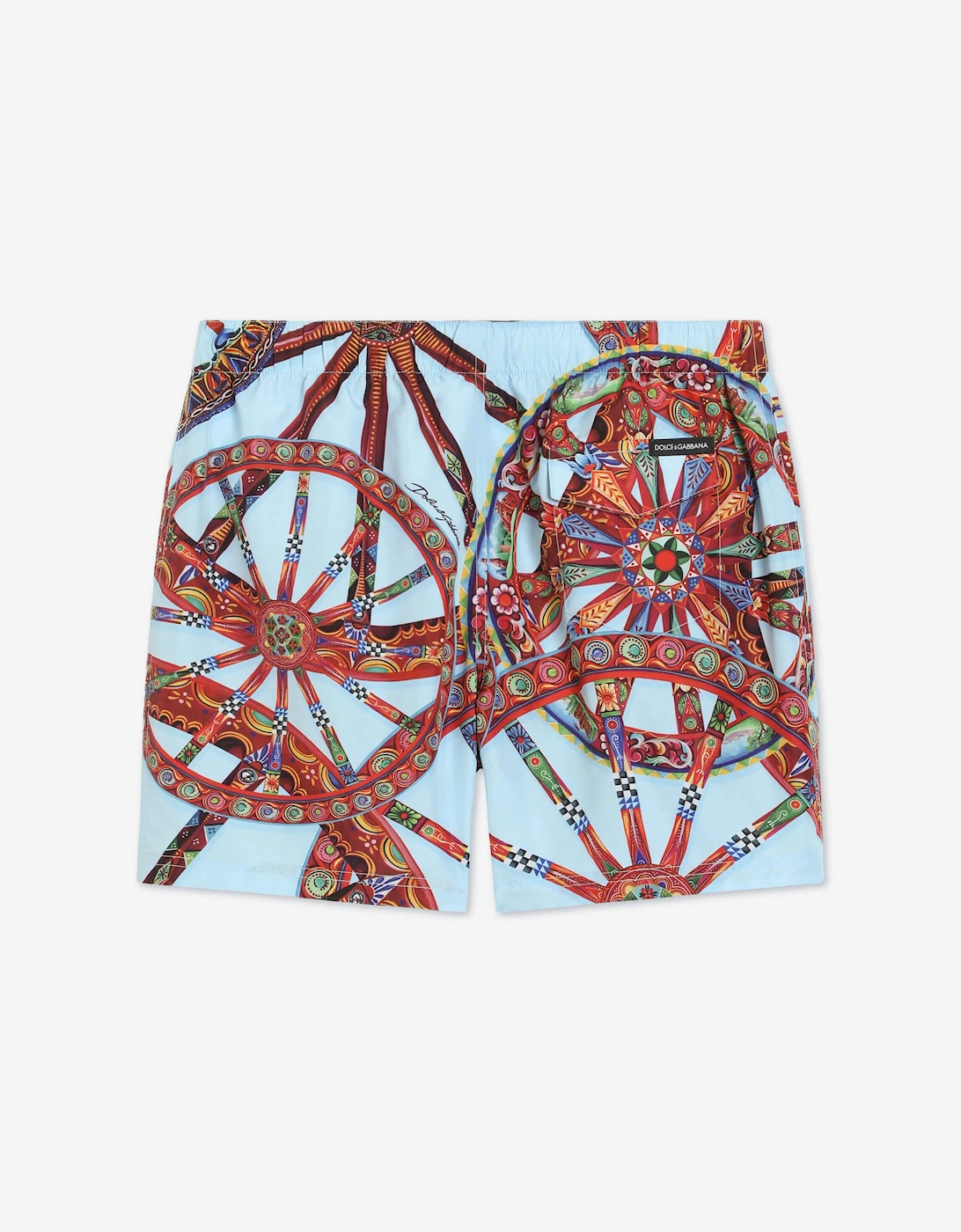 Dolce & Gabbana Boys Carretto Print Swim Shorts in Blue