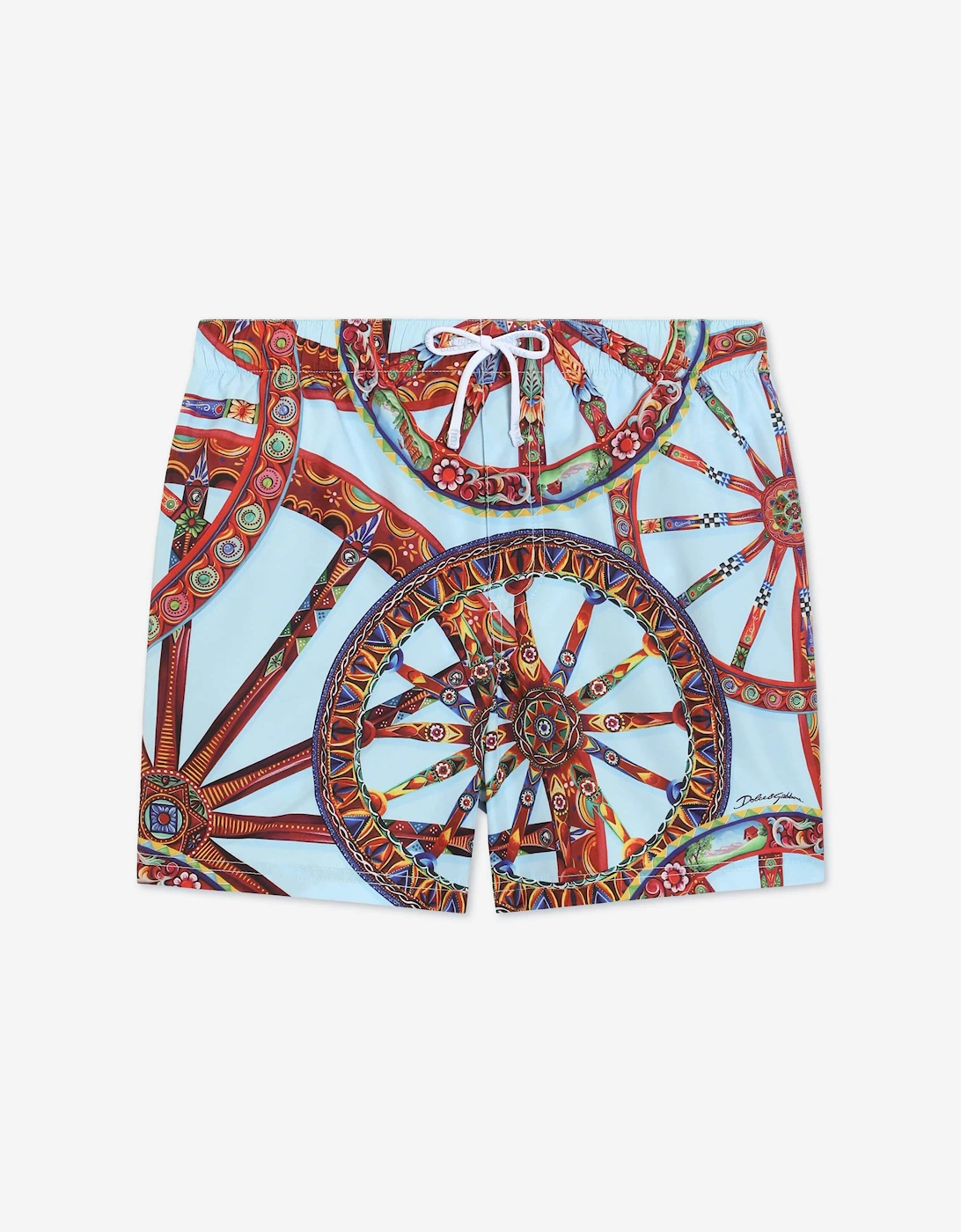 Dolce & Gabbana Boys Carretto Print Swim Shorts in Blue