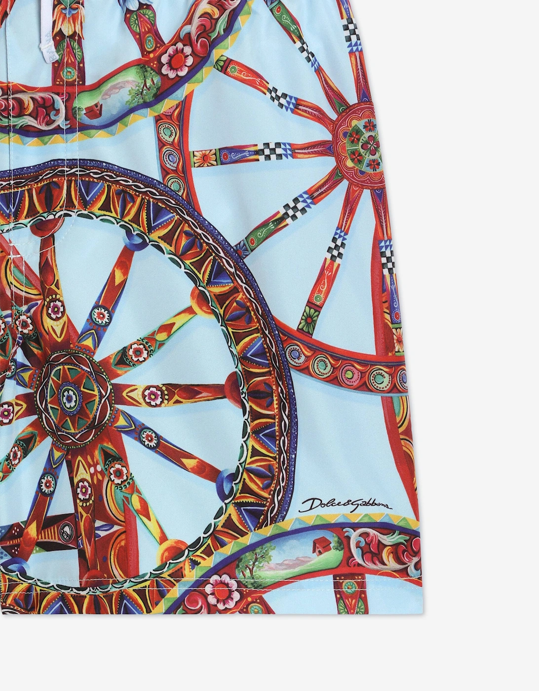 Dolce & Gabbana Boys Carretto Print Swim Shorts in Blue