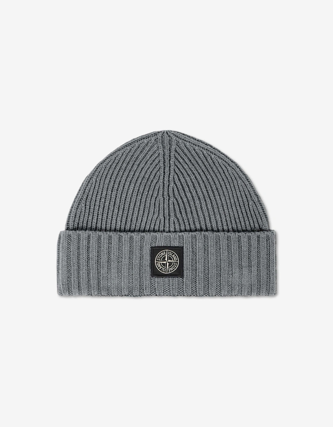 Stone Island Boys Ribbed Wool Beanie in Grey