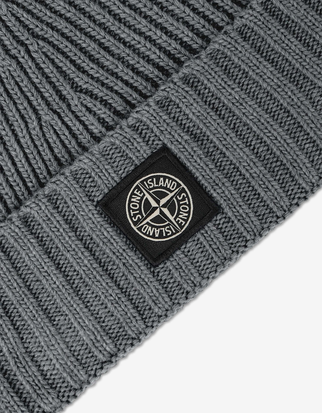 Stone Island Boys Ribbed Wool Beanie in Grey