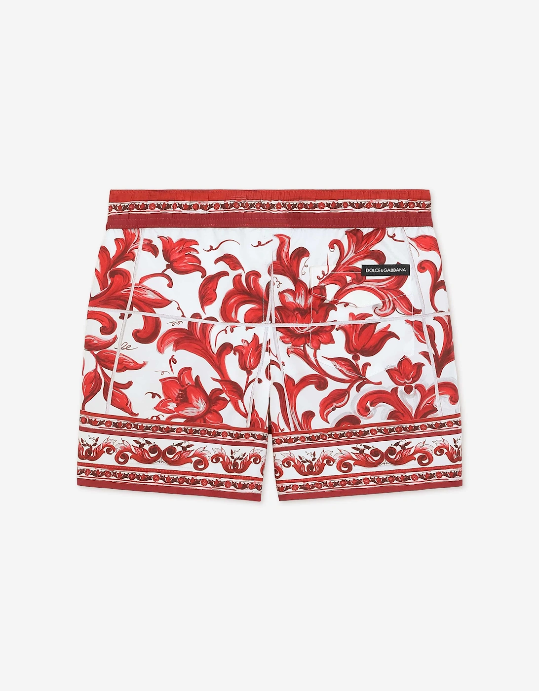 Dolce & Gabbana Baby Boys Majolica Print Swim Shorts in Red