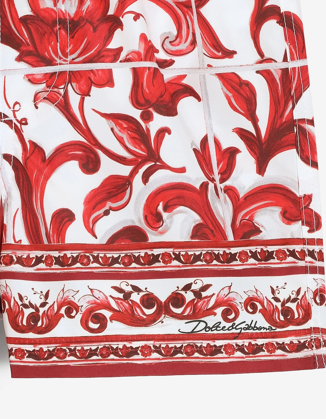 Dolce & Gabbana Baby Boys Majolica Print Swim Shorts in Red