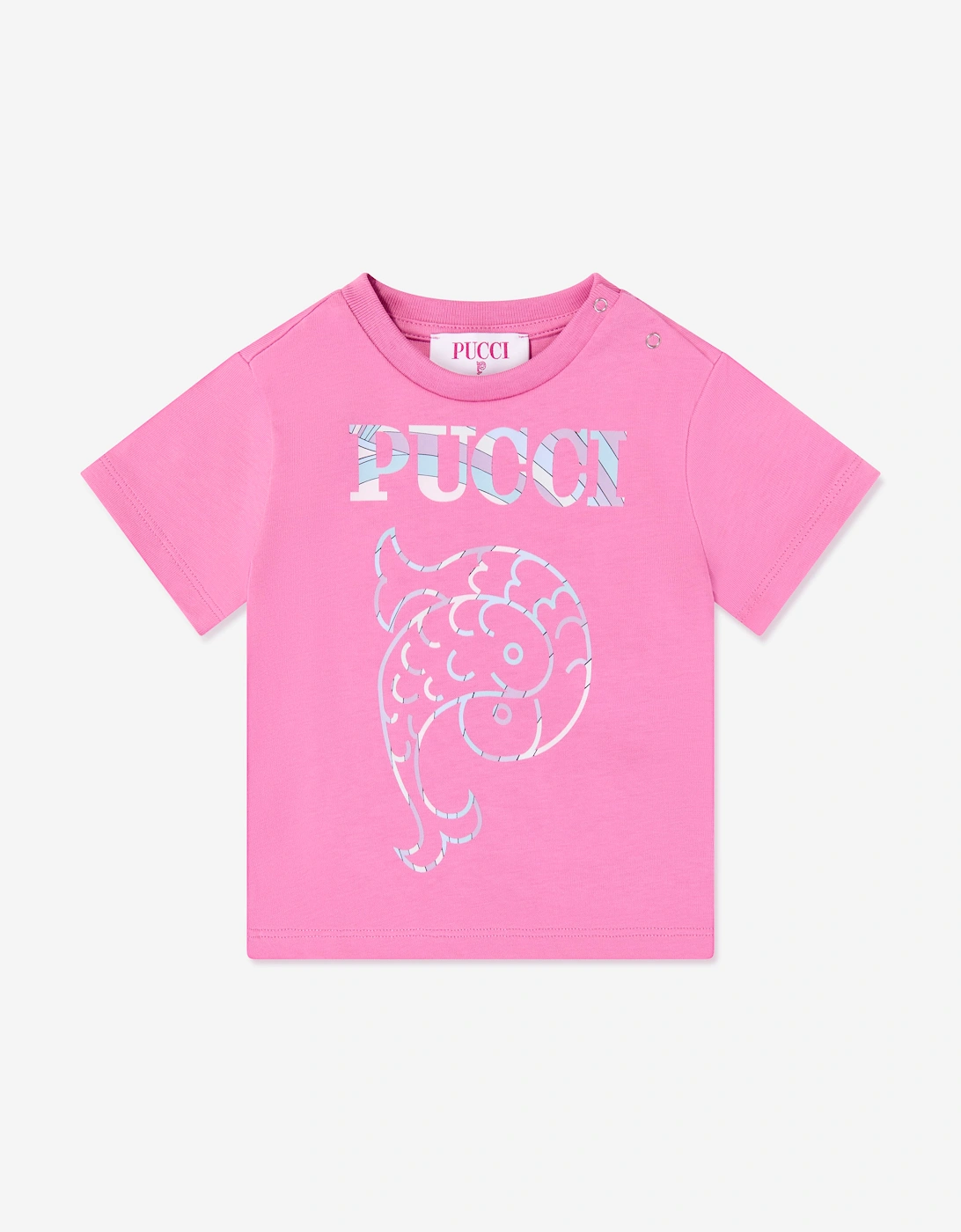 PUCCI Baby Girls Fish Logo T-Shirt in Pink