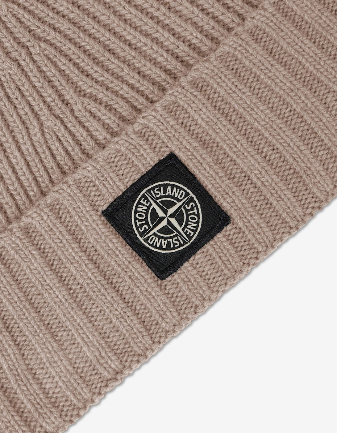 Stone Island Boys Ribbed Wool Beanie in Beige