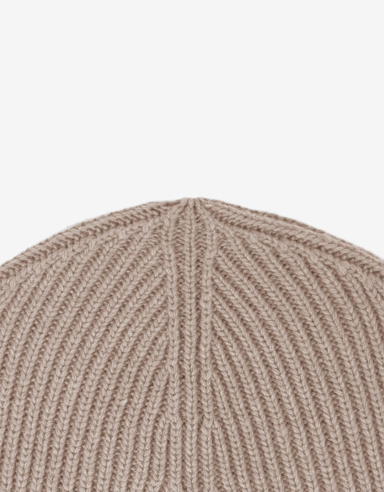 Stone Island Boys Ribbed Wool Beanie in Beige