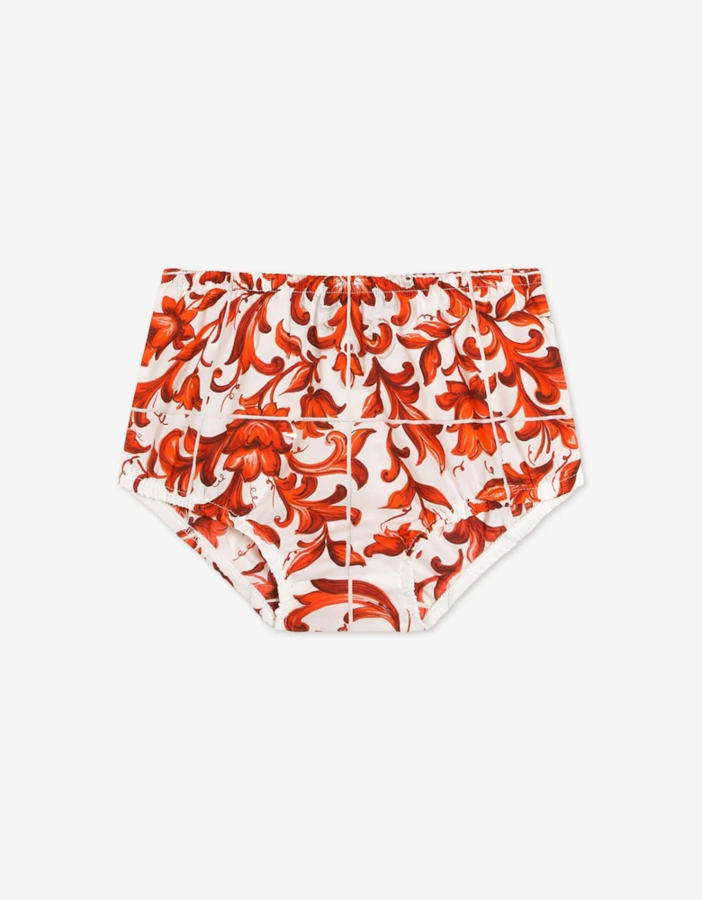 Dolce & Gabbana Baby Girls Majolica Logo Dress with Knickers in Orange