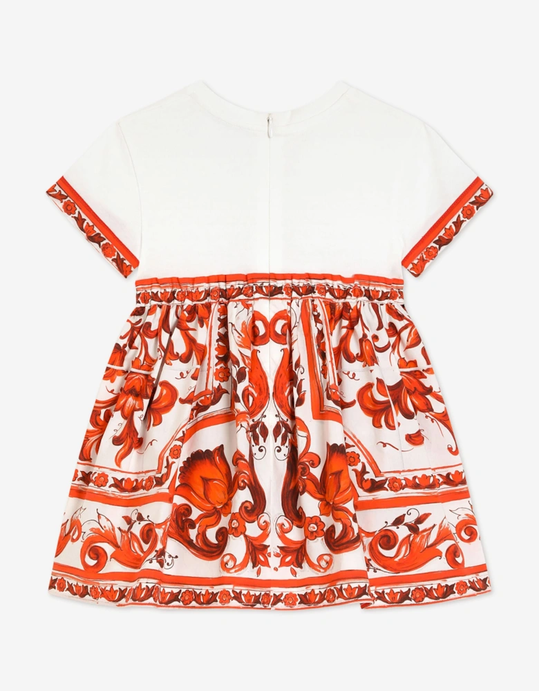 Dolce & Gabbana Baby Girls Majolica Logo Dress with Knickers in Orange