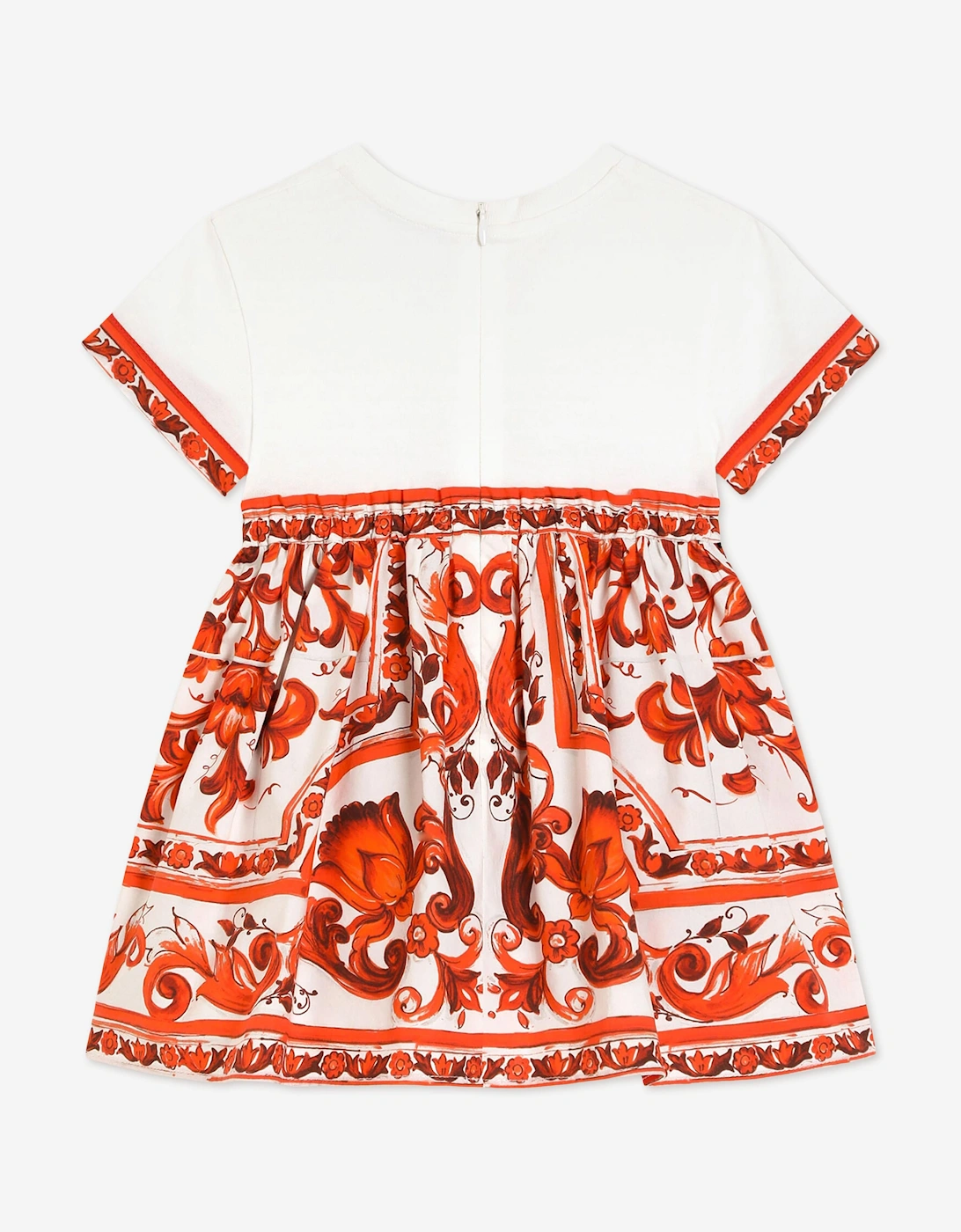 Dolce & Gabbana Baby Girls Majolica Logo Dress with Knickers in Orange