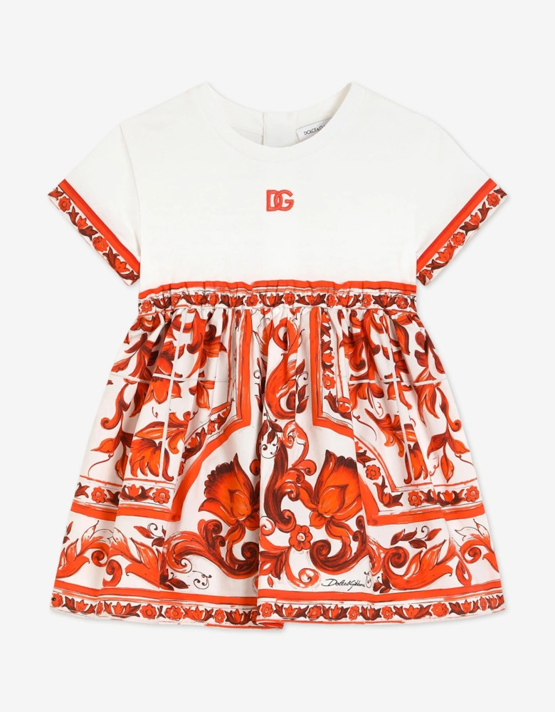 Dolce & Gabbana Baby Girls Majolica Logo Dress with Knickers in Orange