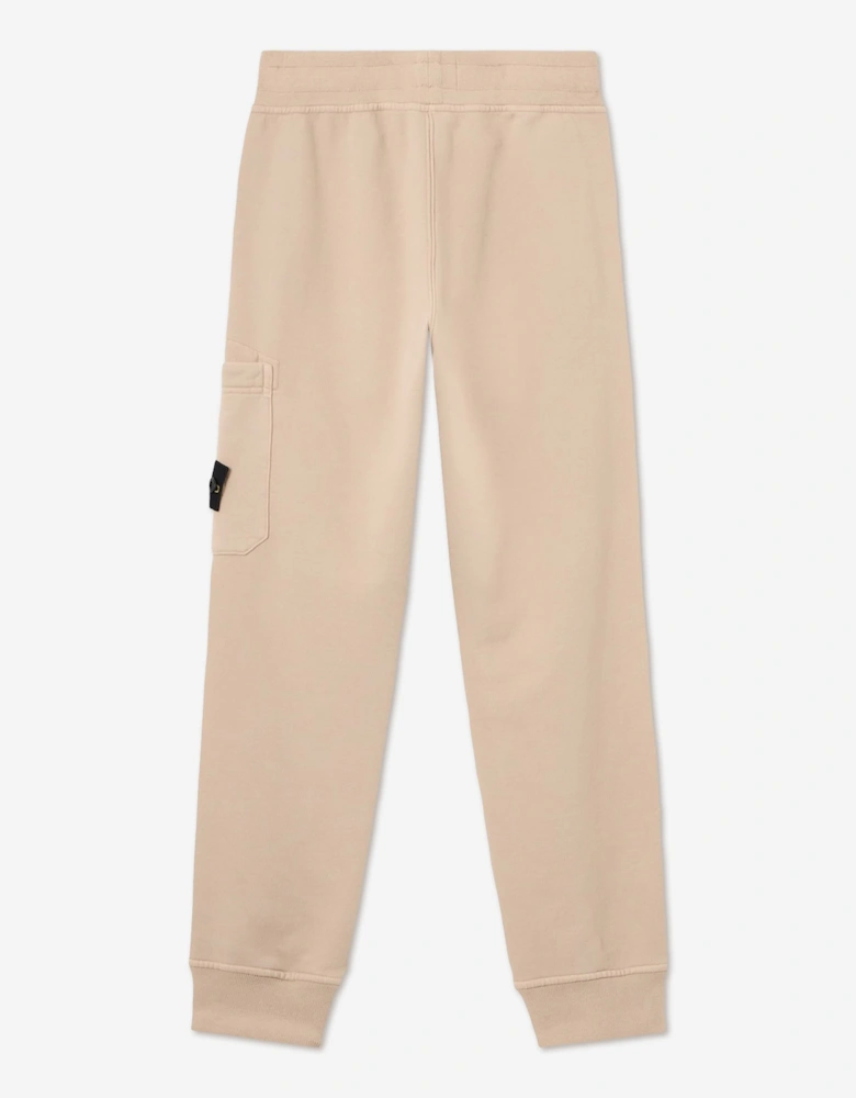 Stone Island Boys Brushed Cotton Fleece Joggers in Beige