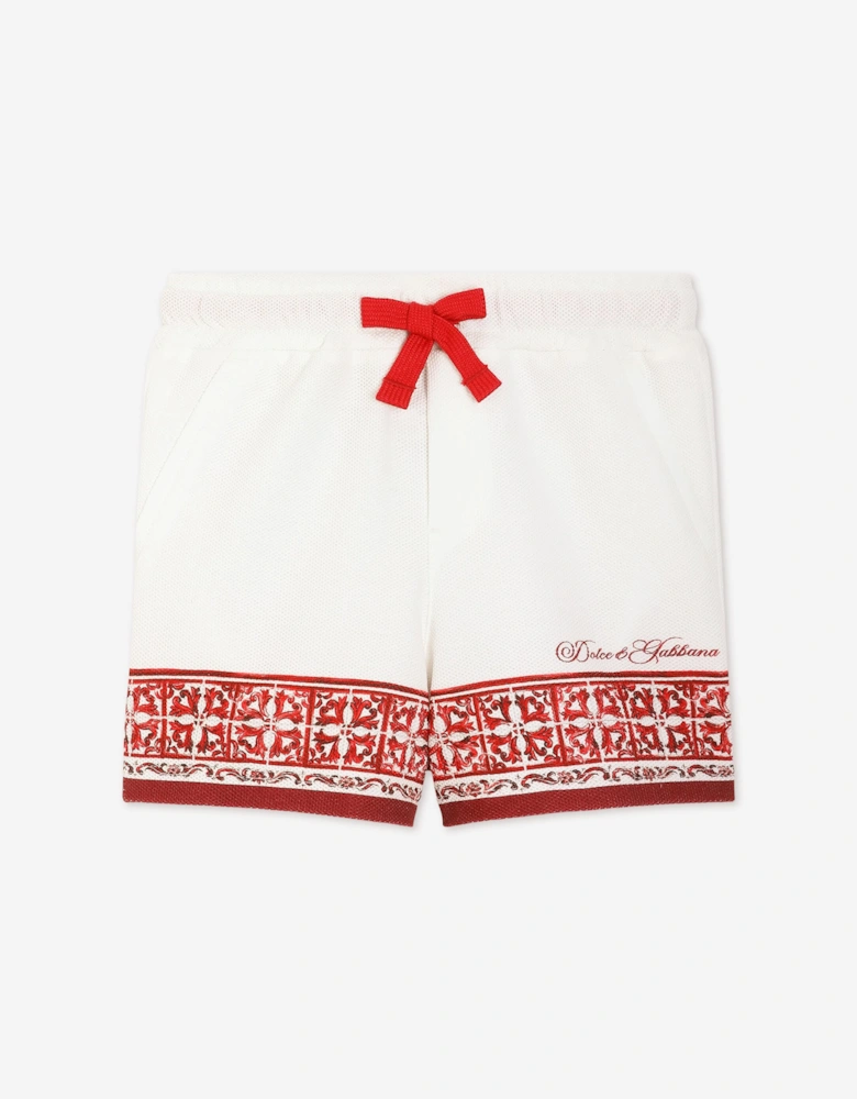 Dolce & Gabbana Baby Boys Majolica Logo Shorts in White