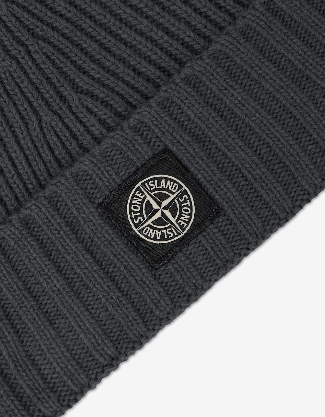 Stone Island Boys Ribbed Wool Beanie in Black