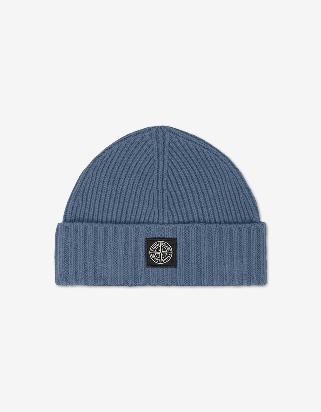 Stone Island Boys Ribbed Wool Beanie in Blue