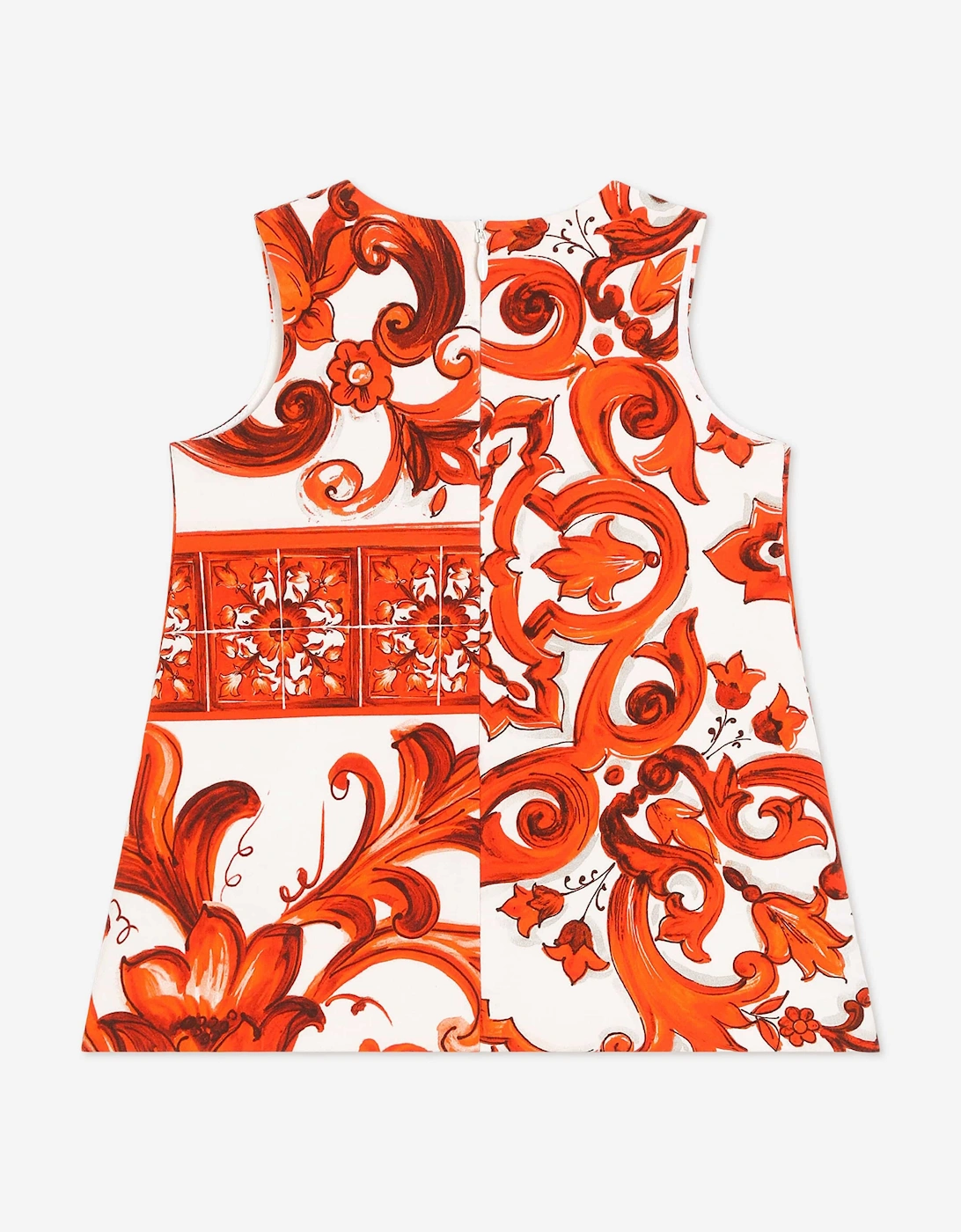 Dolce & Gabbana Baby Girls Majolica Print Dress with Knickers in Orange