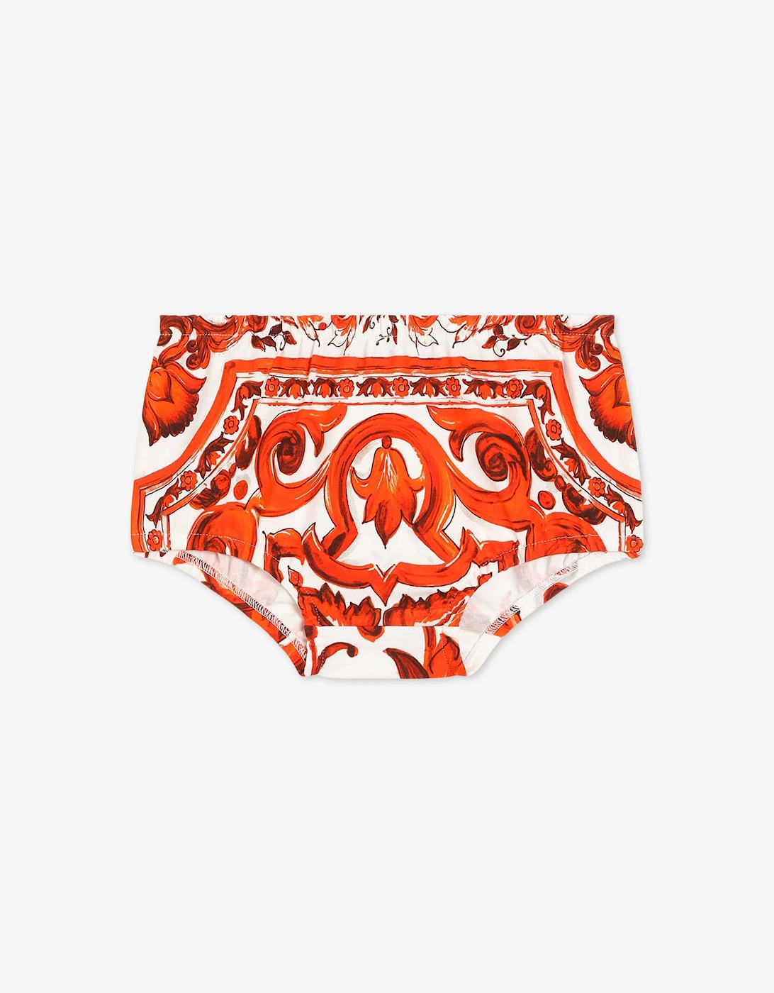 Dolce & Gabbana Baby Girls Majolica Print Dress with Knickers in Orange