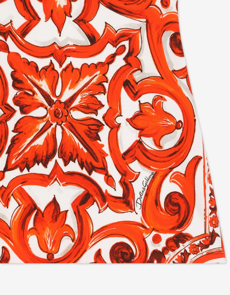 Dolce & Gabbana Baby Girls Majolica Print Dress with Knickers in Orange