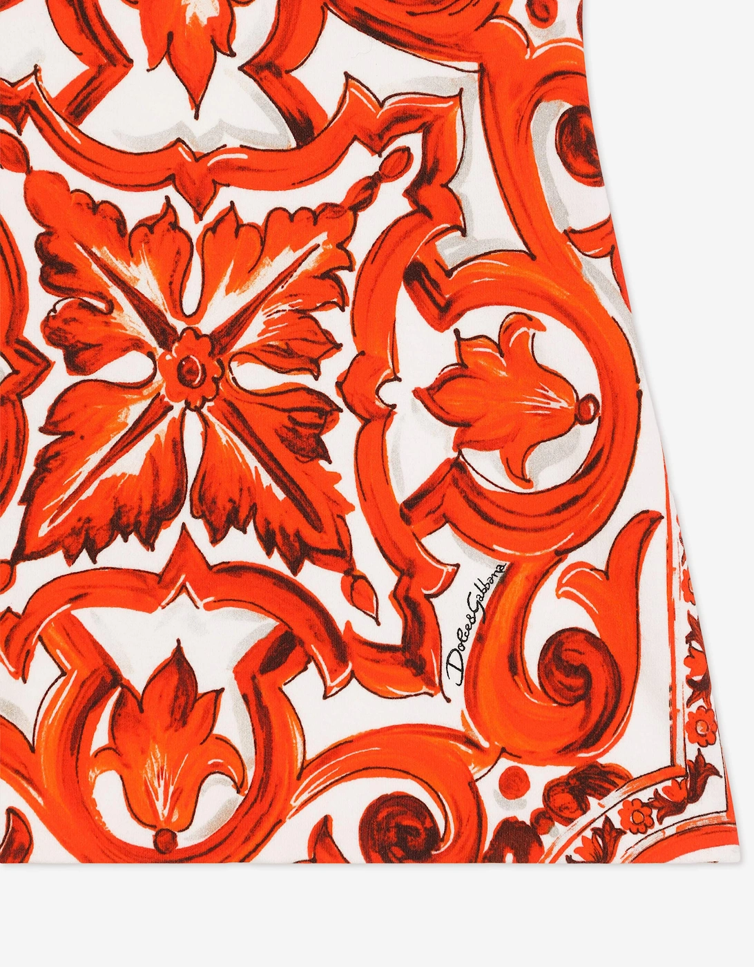 Dolce & Gabbana Baby Girls Majolica Print Dress with Knickers in Orange