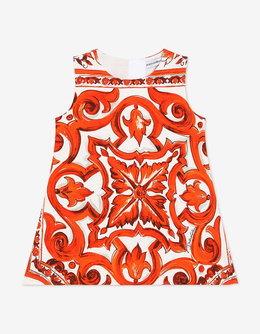Dolce & Gabbana Baby Girls Majolica Print Dress with Knickers in Orange