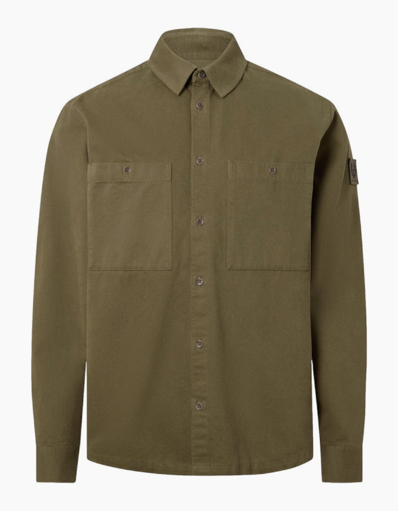 Belstaff Outpost Herringbone Shirt Khaki Green
