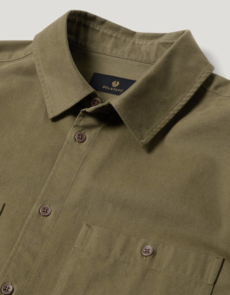 Belstaff Outpost Herringbone Shirt Khaki Green