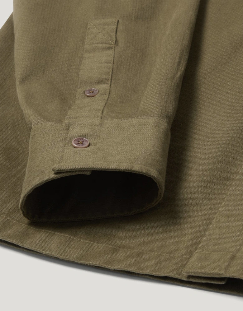 Belstaff Outpost Herringbone Shirt Khaki Green