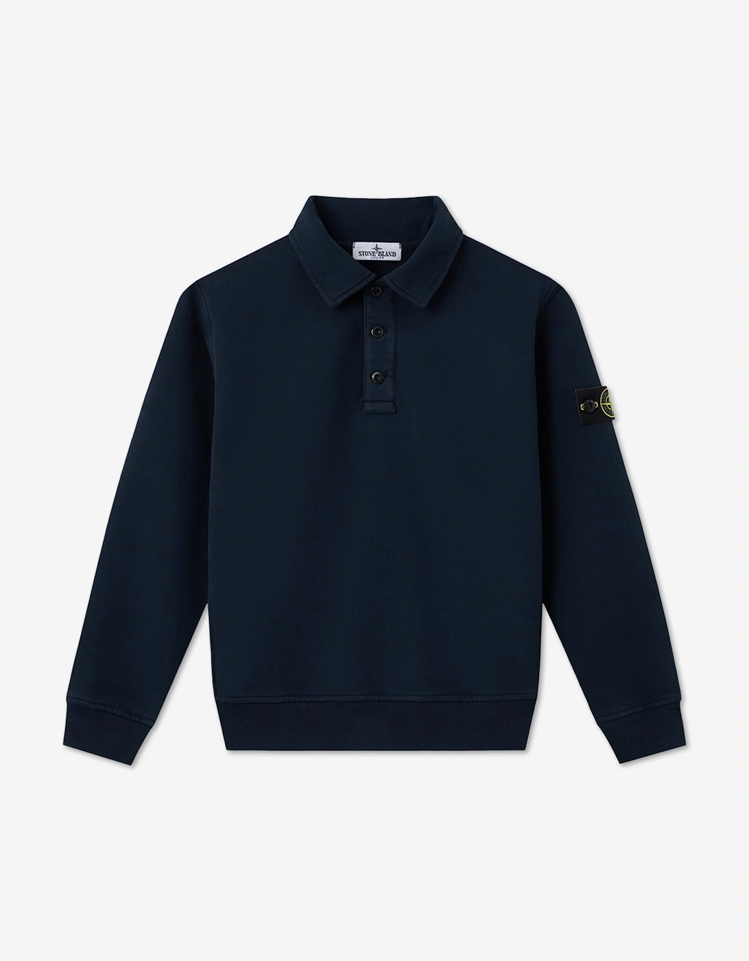 Stone Island Boys Multi  Brushed Organic Cotton Polo Sweatshirt  Navy - Size 6 Years Kids