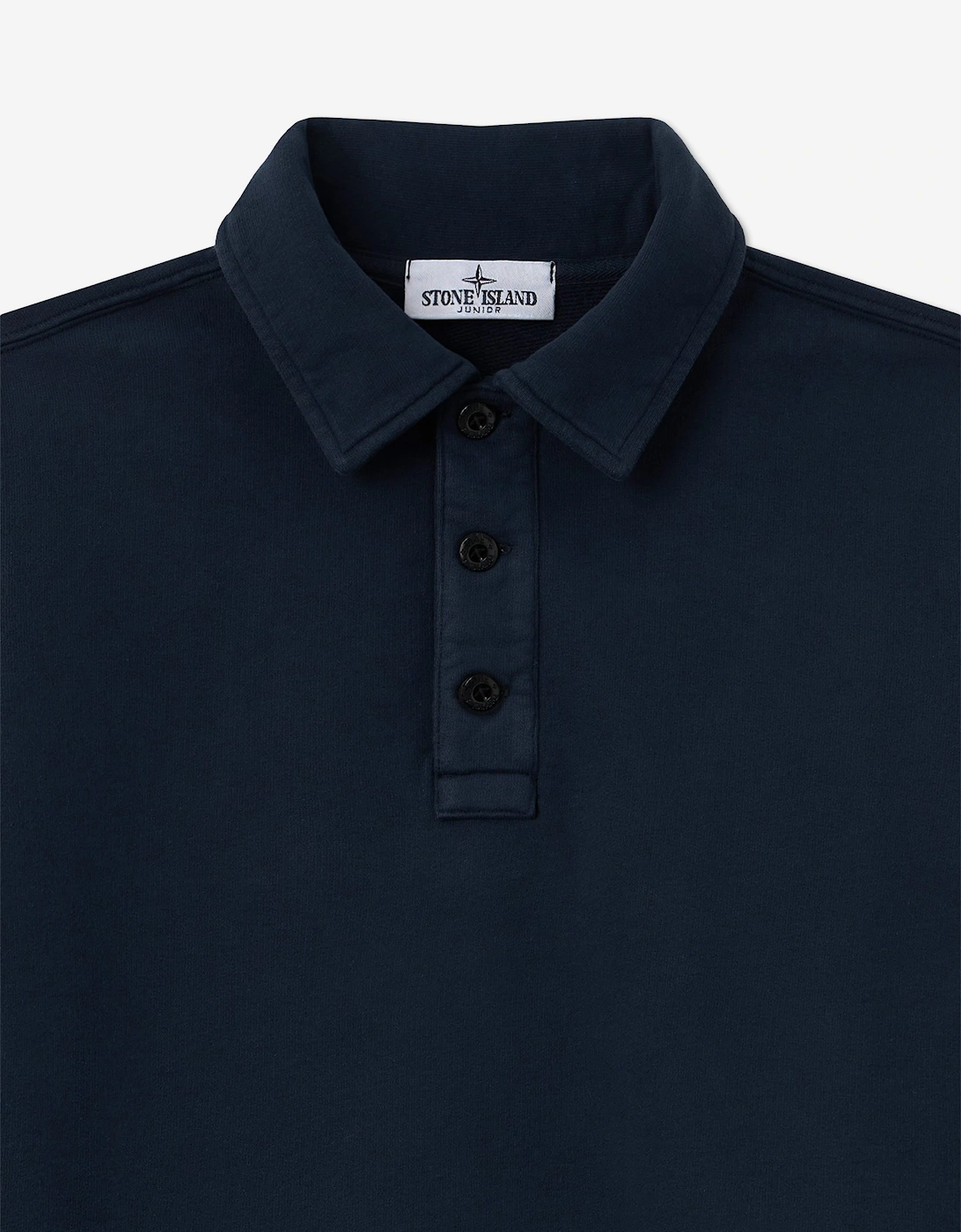 Stone Island Boys Brushed Organic Cotton Polo Sweatshirt in Navy